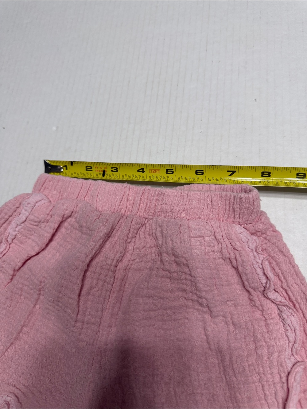 High-Waist Pink Gauze Ruffle Summer Shorts - Picture 7 of 11
